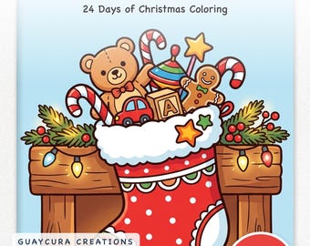 Christmas Countdown Printable | Advent Coloring Countdown Printable, 24 Days of Christmas Activity Book, Printable PDF Instant Download