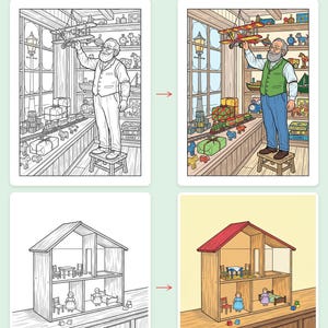 Vintage Christmas Coloring Pages | Vintage Christmas Toy Shop, 44 nostalgic toy designs, Printable PDF Instant Download Bild 3