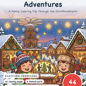 Winter Coloring Pages | Christmas Market Printable Coloring, 44 Detailed Folk Art Pages, Printable PDF Instant Download image 1