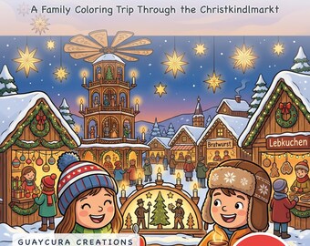 Winter Coloring Pages | Christmas Market Printable Coloring, 44 Detailed Folk Art Pages, Printable PDF Instant Download