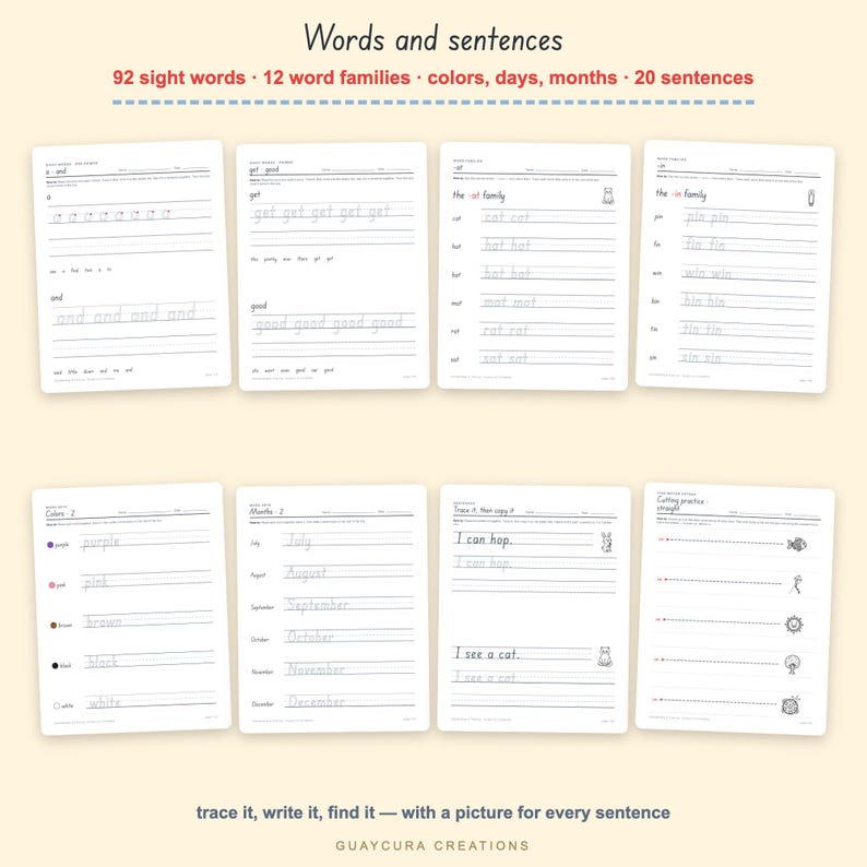 Handwriting Practice Worksheets | Preschool Tracing Pack PDF, 194 Pages: Letters, Numbers, Shapes, Sight Words, Letter + A4 + Ink Saver image 6