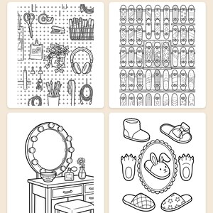 Dream Room Designer Printable Coloring Book, Tween Girls Bedroom Design Activity PDF, Kawaii Aesthetic Room Planner Kids Gift 8-12 image 2