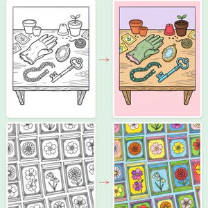 Kleurboek 'Geheime Tuin Detective' — Een printbaar PDF-bestand met verborgen aanwijzingen voor kinderen van 8-12 jaar, 44 pagina's, direct te downloaden. afbeelding 3