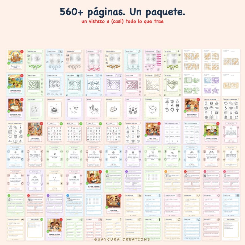 Bible Games For Kids | Mega Paquete Bíblico para Niños 560+ Páginas Imprimible, 10 Books in Spanish, Printable PDF Instant Download image 10
