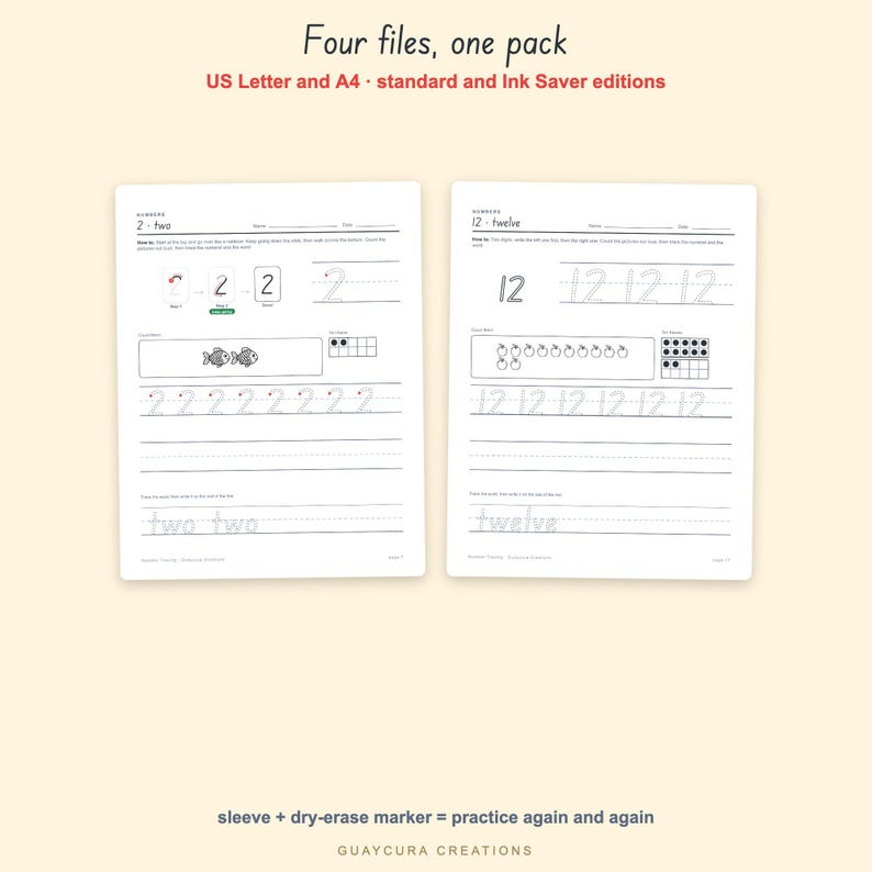 Number Tracing Worksheets 0–20 | Preschool Number Formation PDF with Counting, Ten Frames & Number Words, 26 Pages, Letter + A4 image 4