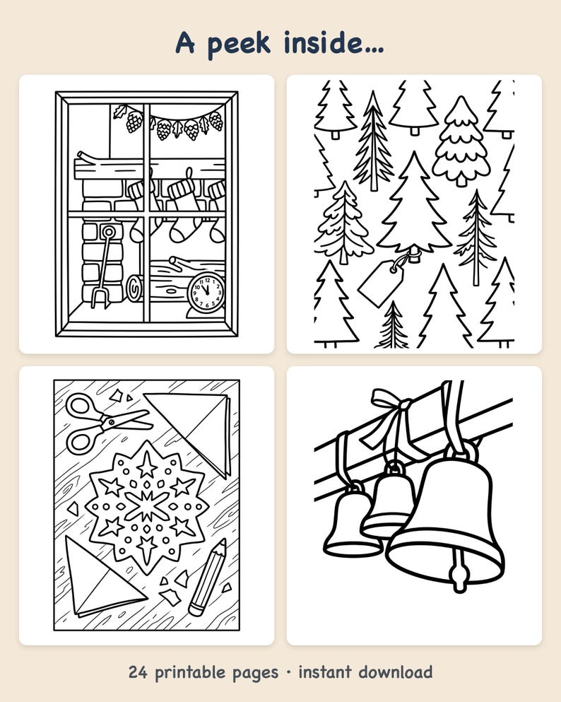 Christmas Countdown Printable | Advent Coloring Countdown Printable, 24 Days of Christmas Activity Book, Printable PDF Instant Download image 2