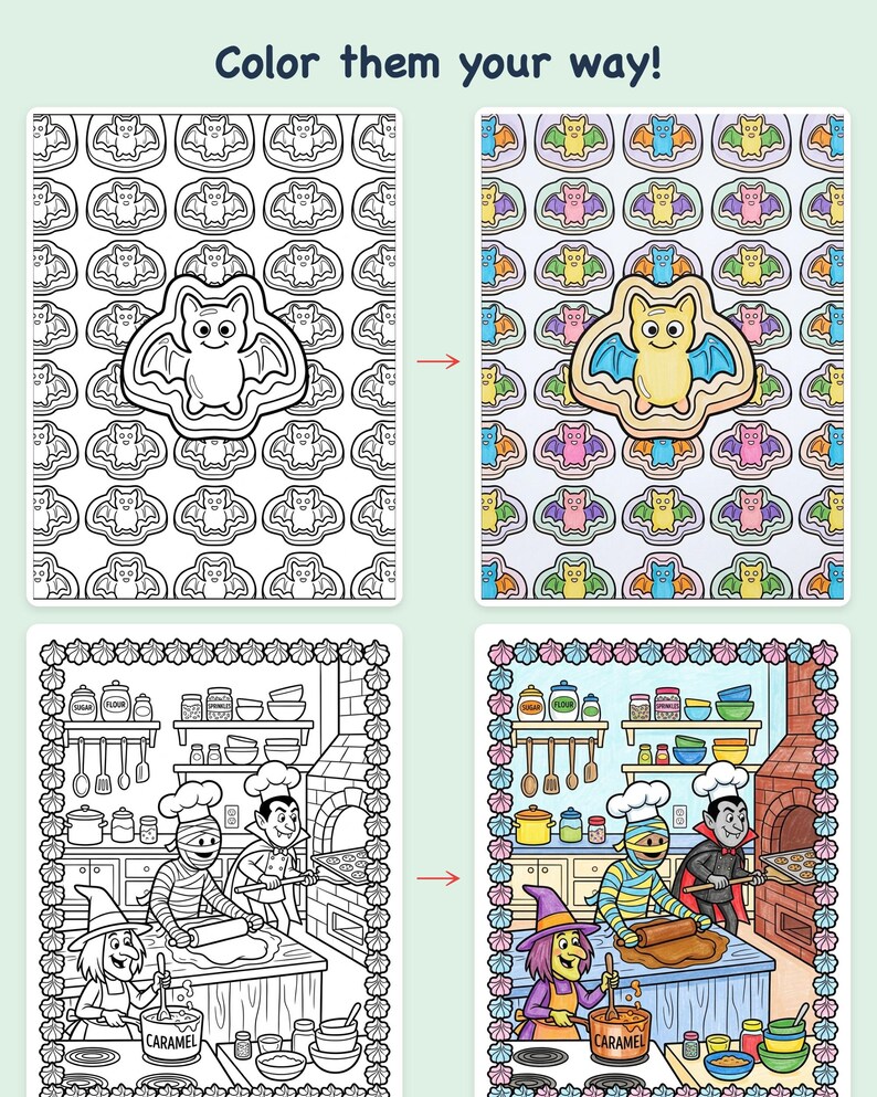 Spooky Sweets Laboratory Coloring Book — Silly Monster Baking Fun Printable PDF for Kids Ages 6-10, 44 Pages, Instant Download image 3