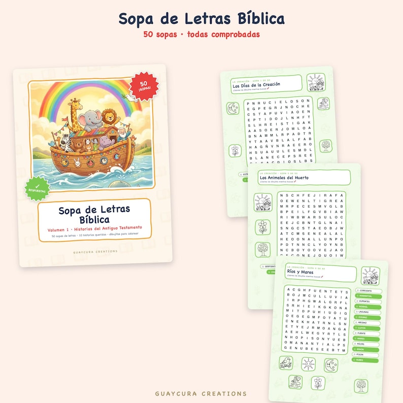 Bible Games For Kids | Mega Paquete Bíblico para Niños 560+ Páginas Imprimible, 10 Books in Spanish, Printable PDF Instant Download image 4