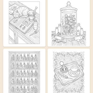 Magical Apothecary Coloring Book — Cozy Potion Shop Printable PDF for Adults, 44 Pages, Instant Download imagen 2