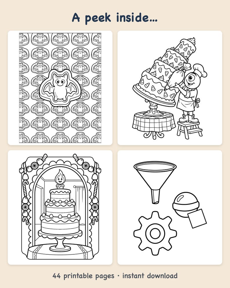 Spooky Sweets Laboratory Coloring Book — Silly Monster Baking Fun Printable PDF for Kids Ages 6-10, 44 Pages, Instant Download image 2