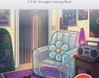 2000s Throwback Bedroom Coloring Book — Y2K Nostalgia Printable PDF for Teens & Adults, 44 Pages, Instant Download
