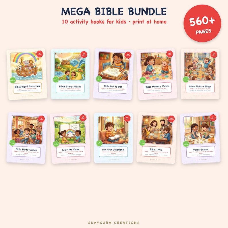Sunday School Activities | Mega Bible Activity Bundle for Kids, 560+ Pages of Games, Printable PDF Instant Download image 1