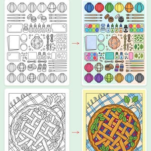 Libro para colorear del Festival de Linternas del Bosque de Otoño — Celebración Acogedora en el Bosque. PDF imprimible para mayores de 6 años y para toda la familia. 44 páginas. Descarga instantánea. imagen 3