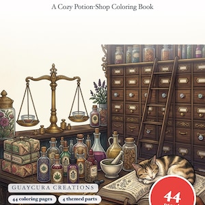 Magical Apothecary Coloring Book — Cozy Potion Shop Printable PDF for Adults, 44 Pages, Instant Download imagen 1