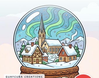 Snow Globe Coloring Book Printable PDF Winter Holiday Coloring Pages for Adults Kids, Christmas Activity, Instant Download Guaycura