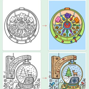 Kleurboek 'North Pole Workshop Mystery' — Elf Detective Verhaal - Printbare PDF voor kinderen van 5-8 jaar, 44 pagina's, direct te downloaden afbeelding 3