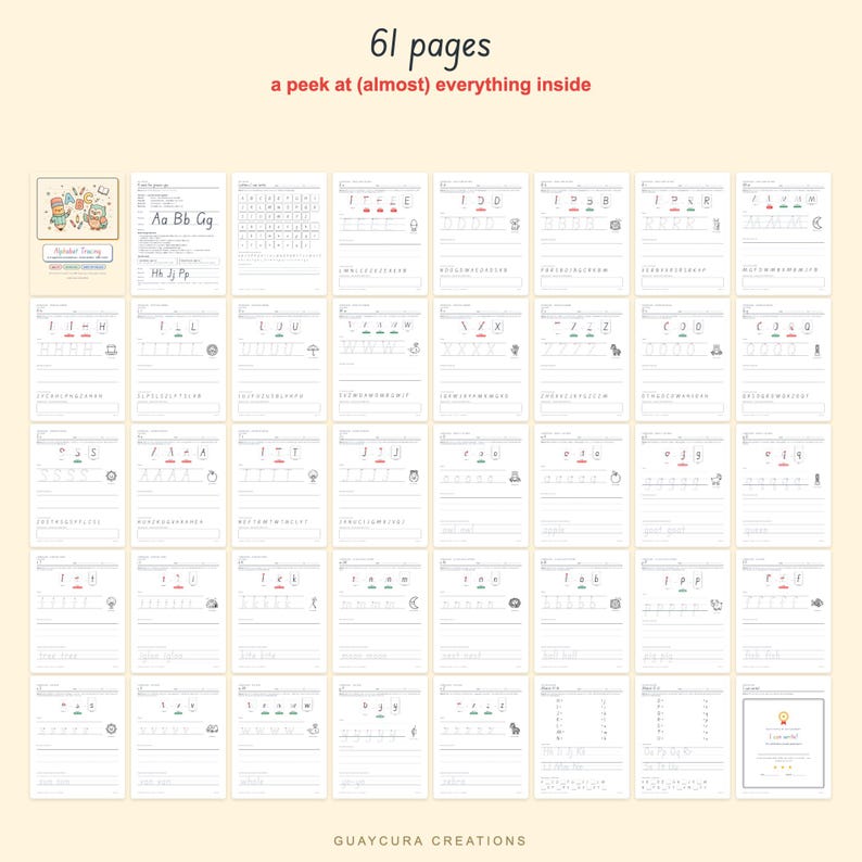 Alphabet Tracing Worksheets | Uppercase & Lowercase Letter Tracing PDF, A–Z Preschool Handwriting Practice, 61 Pages, Letter + A4 image 5