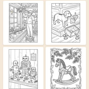 Vintage Christmas Coloring Pages | Vintage Christmas Toy Shop, 44 nostalgic toy designs, Printable PDF Instant Download Bild 2
