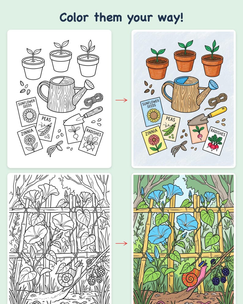 Frog Cottage Through the Seasons Coloring Book — Cozy Storybook Adventures Printable PDF for Kids Ages 5-9, 44 Pages, Instant Download image 3