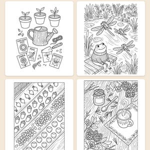 Frog Cottage Through the Seasons Coloring Book — Cozy Storybook Adventures Printable PDF for Kids Ages 5-9, 44 Pages, Instant Download image 2