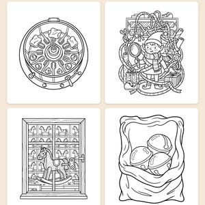 Kleurboek 'North Pole Workshop Mystery' — Elf Detective Verhaal - Printbare PDF voor kinderen van 5-8 jaar, 44 pagina's, direct te downloaden afbeelding 2