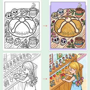 Día de Muertos Family Coloring Book — Day of the Dead Printable PDF for Kids, 44 Pages, Instant Download image 3