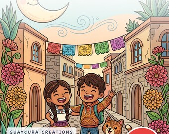 Alebrije Friends Quest Malbuch – Mexikanisches Volkskunst-Abenteuer, druckbare PDF-Datei für Kinder von 6–10 Jahren, 44 Seiten, Sofort-Download