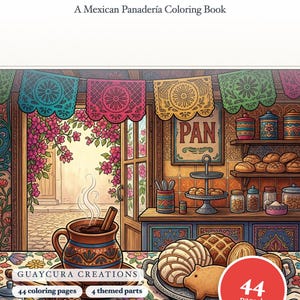Pan Dulce & Cafecito Coloring Book — Mexican Panadería Printable PDF for Adults, 44 Pages, Instant Download Bild 1
