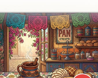 Pan Dulce & Cafecito Coloring Book — Mexican Panadería Printable PDF for Adults, 44 Pages, Instant Download