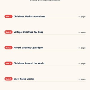 Christmas Coloring Book Bundle PDF, Printable 200 Page Holiday Mega Bundle, Advent Toy Shop Christmas Market Snow Globe | Guaycura bild 2