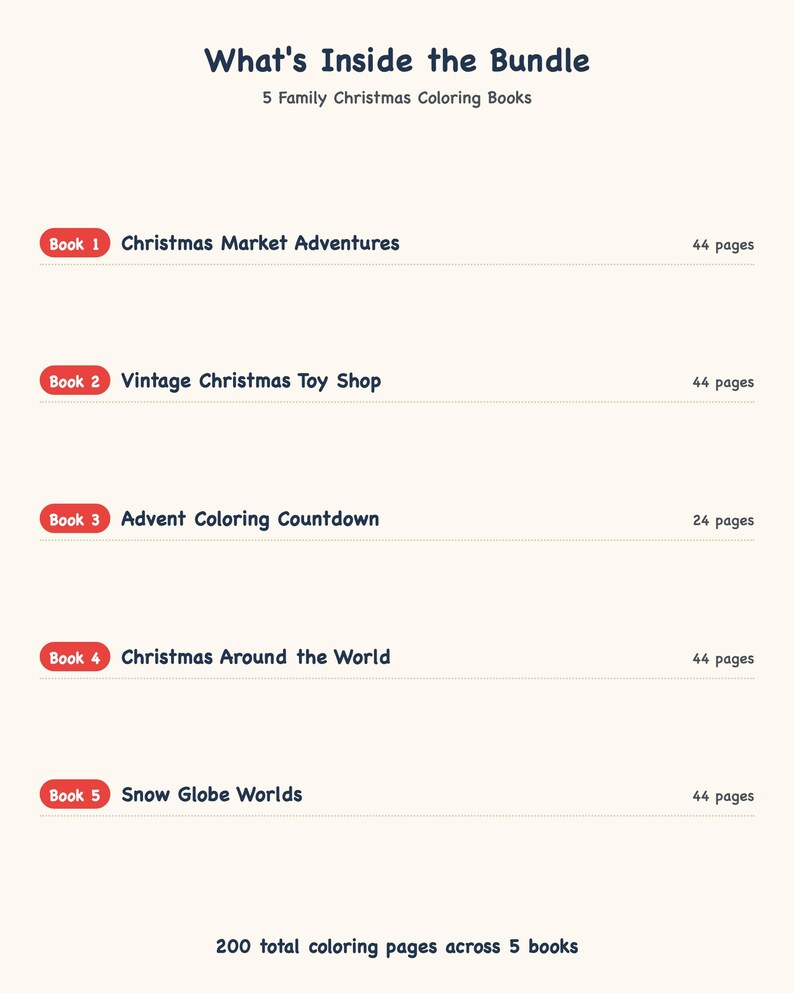 Christmas Coloring Book Bundle PDF, Printable 200 Page Holiday Mega Bundle, Advent Toy Shop Christmas Market Snow Globe | Guaycura bild 2