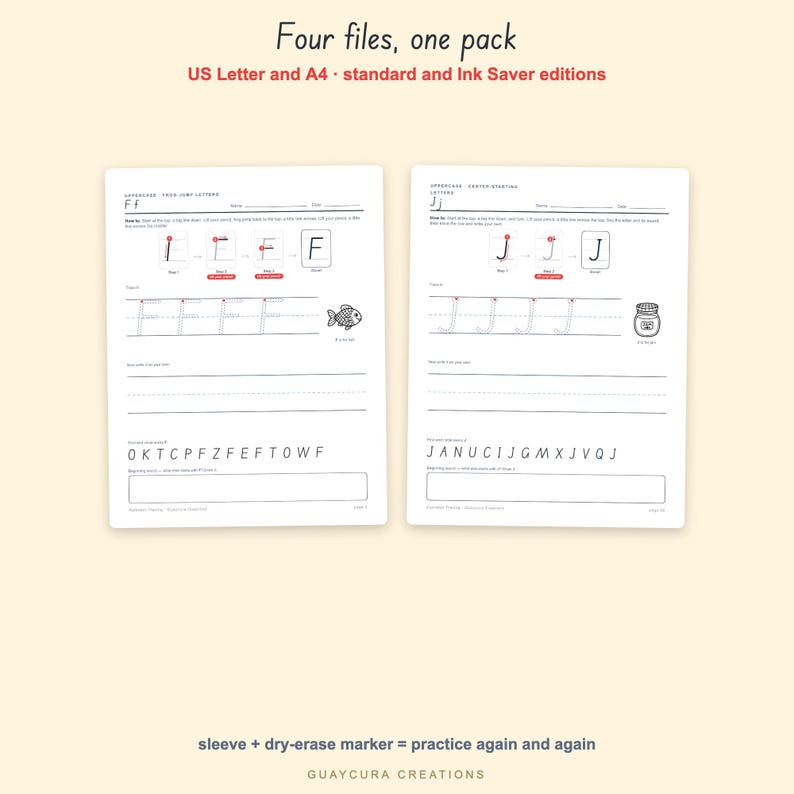 Alphabet Tracing Worksheets | Uppercase & Lowercase Letter Tracing PDF, A–Z Preschool Handwriting Practice, 61 Pages, Letter + A4 image 4