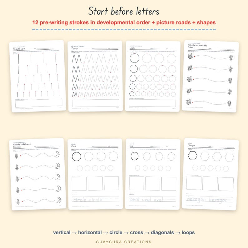 Handwriting Practice Worksheets | Preschool Tracing Pack PDF, 194 Pages: Letters, Numbers, Shapes, Sight Words, Letter + A4 + Ink Saver image 3