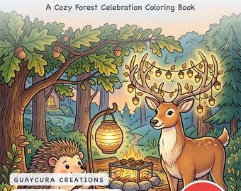 Autumn Woodland Lantern Festival Coloring Book — Cozy Forest Celebration Printable PDF for Ages 6+ and Family, 44 Pages, Instant Download
