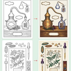 Das Parfümatelier-Malbuch – Elegante Apothekermotive, druckbare PDF-Datei für Erwachsene, 44 Seiten, Sofort-Download Bild 3