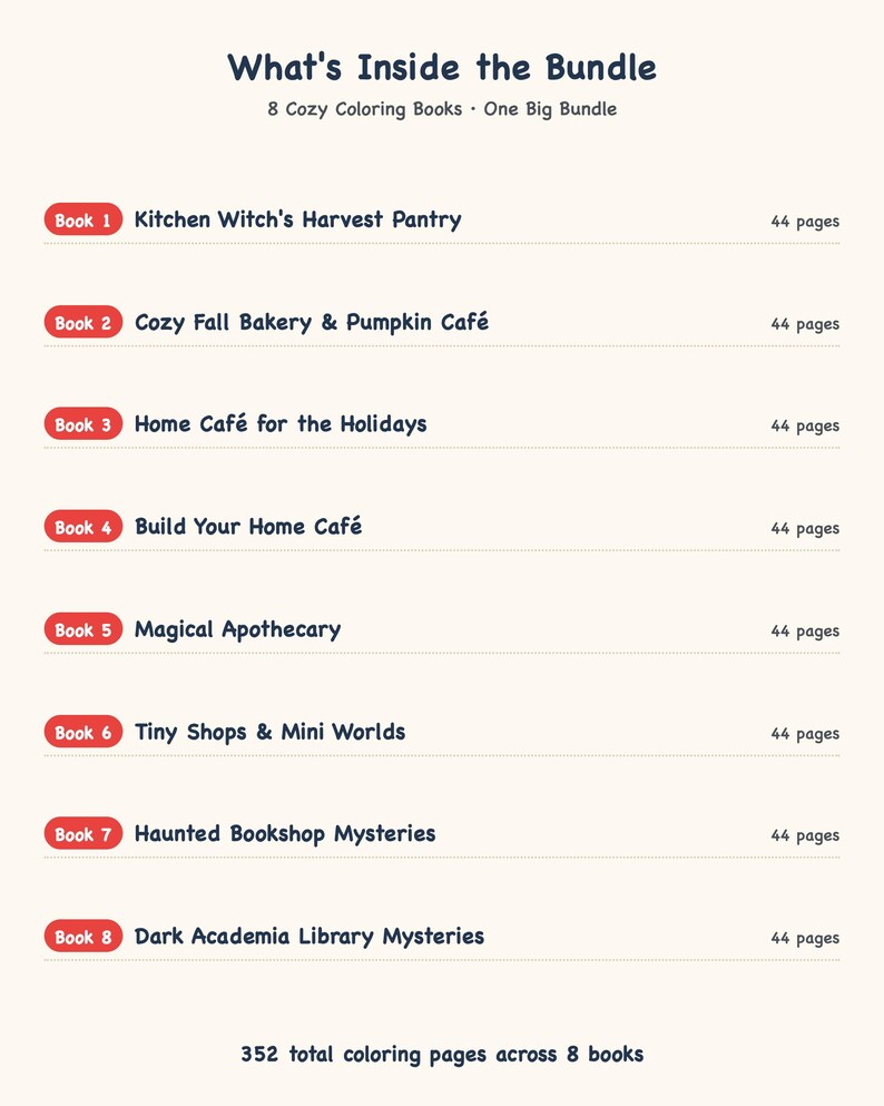 Cozy Places Coloring Bundle: 8 Books, 352 Pages of Witchy Kitchen, Dark Academia, Cafes & Bookshops PDF by Guaycura Creations image 2