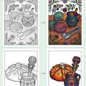 Pan Dulce & Cafecito Coloring Book — Mexican Panadería Printable PDF for Adults, 44 Pages, Instant Download Bild 3
