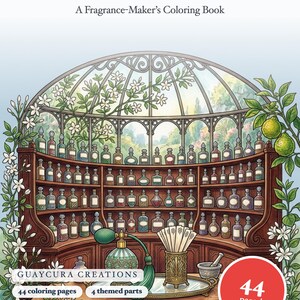 Das Parfümatelier-Malbuch – Elegante Apothekermotive, druckbare PDF-Datei für Erwachsene, 44 Seiten, Sofort-Download Bild 1