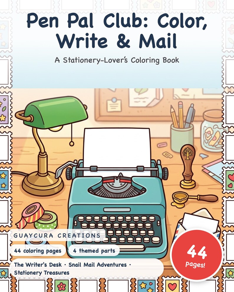 Brieffreundschaftsclub: Malen, Schreiben & Versenden – Malbuch mit Bastelideen für Brieffreunde (PDF zum Ausdrucken) für Kinder von 8–14 Jahren, 44 Seiten, Sofort-Download Bild 1