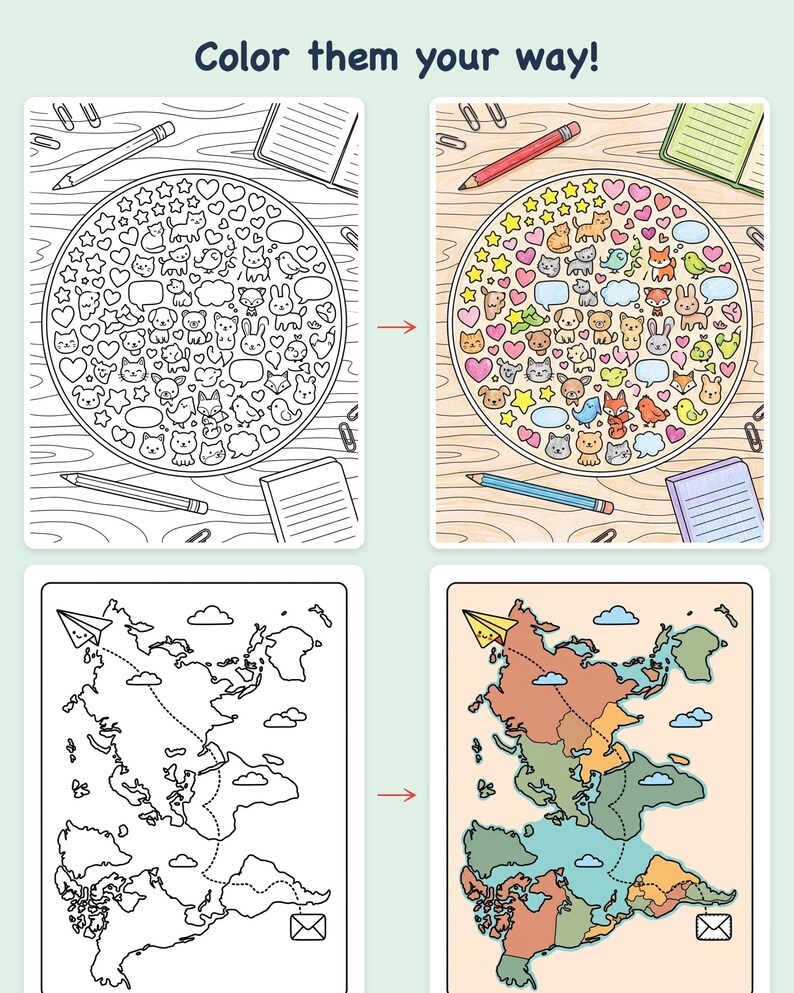 Brieffreundschaftsclub: Malen, Schreiben & Versenden – Malbuch mit Bastelideen für Brieffreunde (PDF zum Ausdrucken) für Kinder von 8–14 Jahren, 44 Seiten, Sofort-Download Bild 3