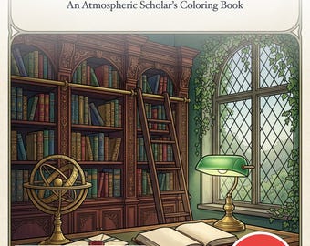 Dark Academia Coloring Book PDF, Aesthetic Library Mystery Adult Coloring Pages, Bookish Scholar Gift, Gothic Digital Download