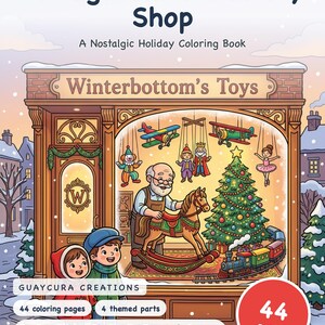 Vintage Christmas Coloring Pages | Vintage Christmas Toy Shop, 44 nostalgic toy designs, Printable PDF Instant Download Bild 1