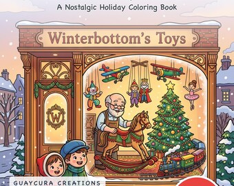 Vintage Christmas Coloring Pages | Vintage Christmas Toy Shop, 44 nostalgic toy designs, Printable PDF Instant Download