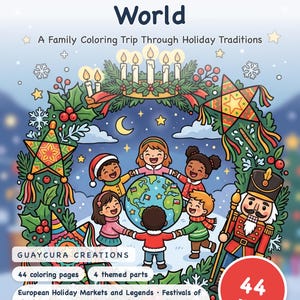 Kids Activity Book Printable | Christmas Around the World, 44 Pages of Global Holiday Traditions, Printable PDF Instant Download image 1