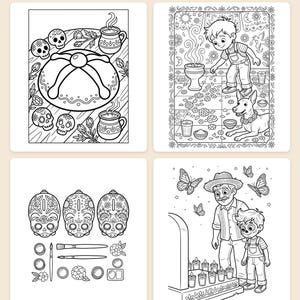 Día de Muertos Family Coloring Book — Day of the Dead Printable PDF for Kids, 44 Pages, Instant Download image 2