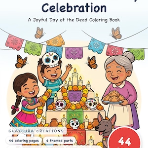Día de Muertos Family Coloring Book — Day of the Dead Printable PDF for Kids, 44 Pages, Instant Download image 1
