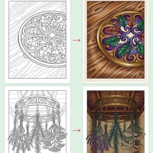 Pacchetto di disegni da colorare per autunno e Halloween, 264 accoglienti pagine da colorare autunnali in PDF, pasticceria stregata con zucche, fantasma carino, libreria infestata, stampabile immagine 3