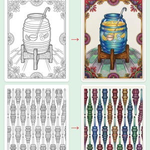 Cozy Mercado Mexicano Coloring Book — Mexican Market Printable PDF for Adults, 44 Pages, Instant Download image 3