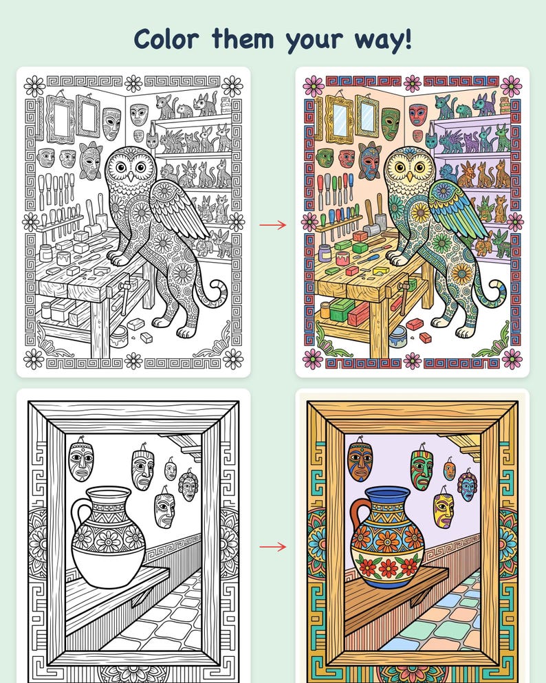 Alebrije Friends Quest Coloring Book — Mexican Folk-Art Adventure Printable PDF for Kids Ages 6-10, 44 Pages, Instant Download image 3