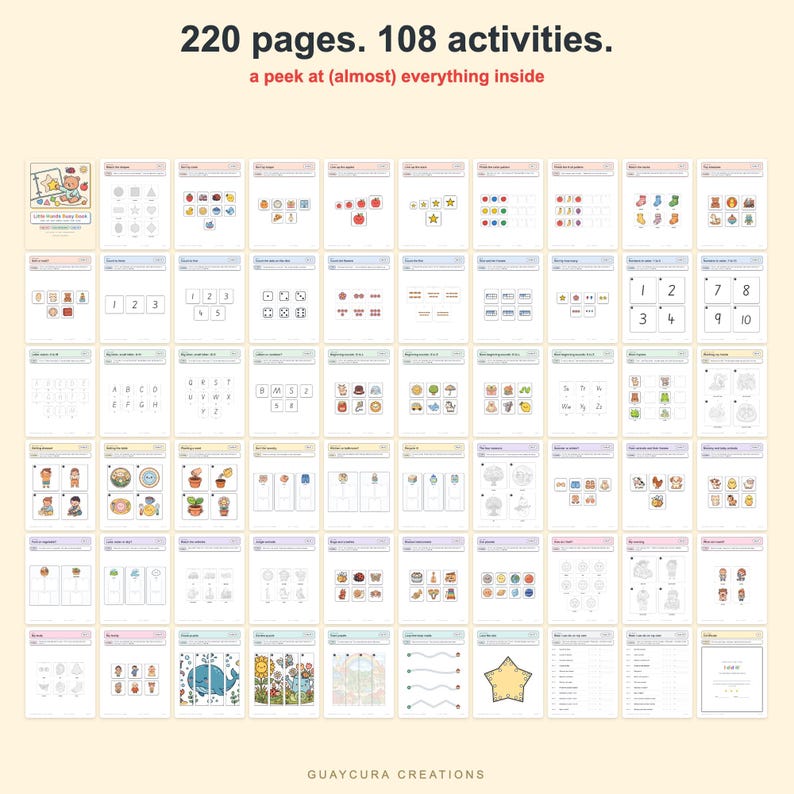 Toddler Busy Book Printable | Montessori Activity Binder PDF, 220 Pages, 108 Activities, English + Spanish, Letter + A4 image 10